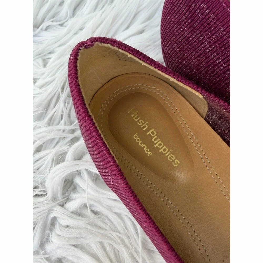 Hush Puppies Bounce Womens Flats Burgundy Sparkle Pointed Toe Slip-On
